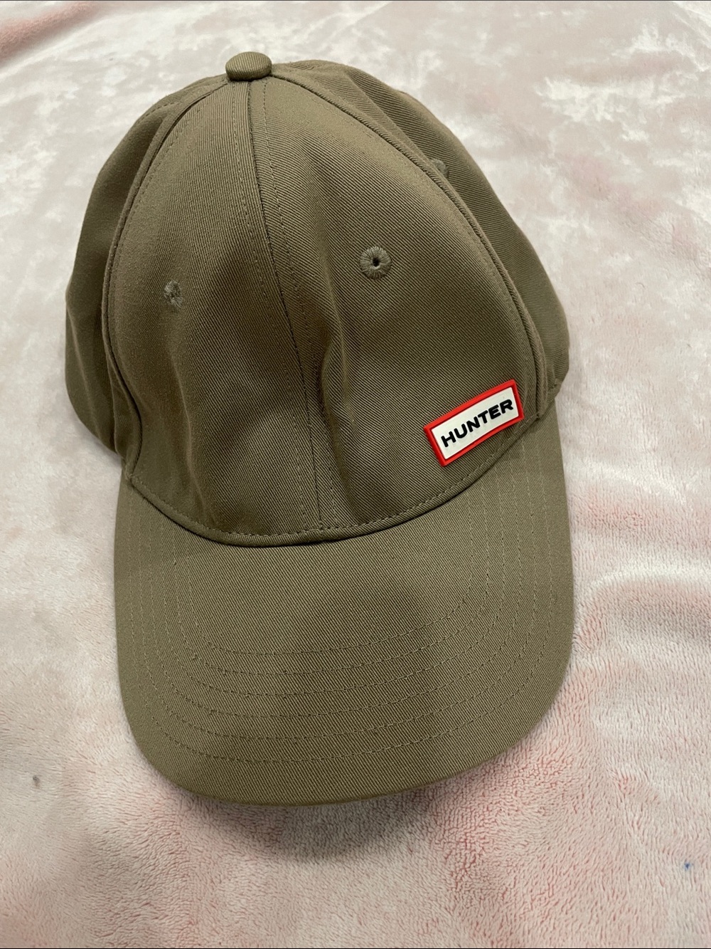 Hunter Olive Green Baseball Cap with Red Logo Patch